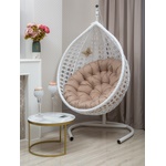 Подвесное кресло Fresco большое (белое, подушка бежевая)