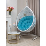 Подвесное кресло Fresco большое (белое, подушка голубая)