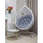 Подвесное кресло Fresco большое (белое, подушка серая)
