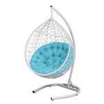 Подвесное кресло Bueno Light большое (белое, подушка голубая)