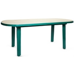 Пластиковый стол (овальный, зеленый с рисунком)