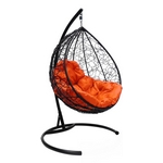 Кресло подвесное Капля Ротанг (чёрный-оранжевый)