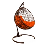 Кресло подвесное Круглый Ротанг (коричневый-оранжевый)