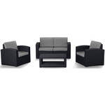 Комплект мебели Lux 4 тёмно-серый с светло-серыми подушками