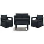 Комплект мебели Soft 4 тёмно-серый с тёмно-серыми подушками
