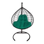Подвесное кресло Кокон XL иск.ротанг (чёрное с зелёной подушкой)