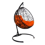 Кресло подвесное Круглый Ротанг (чёрный-оранжевый)