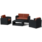 Комплект мебели Lux 4 тёмно-серый с терракотовыми подушками