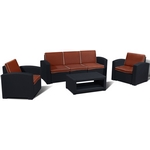 Комплект мебели Lux 5 тёмно-серый с терракотовыми подушками