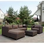 Комплект мебели Малво YR821A Brown-Beige (коричневый с бежевыми подушками)