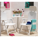 Мебельный набор из пластика, стол Step и 2 кресла ACQUAMARINA, цвет bianco