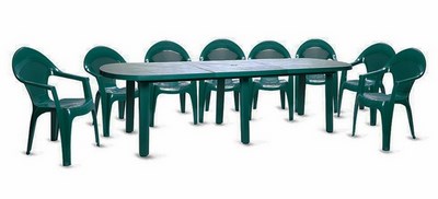 Комплект мебели (стол + 8 кресел) зелёный